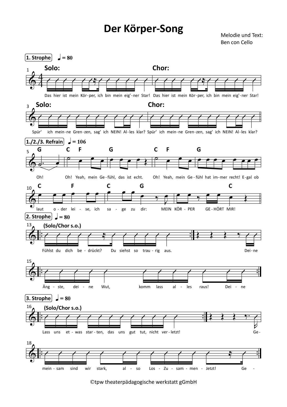 Körpersong und Noten dazu